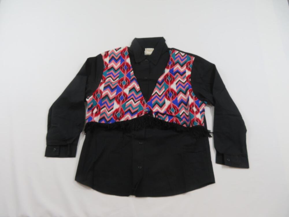 Western Plains Trading Co Shirt Bib Style Southwestern Button Down Sz M 1990s